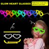 12 Pack Glow Glasses Toys Gifts with 40 Glow Sticks & Connectors(for 12 Glow Heart Glasses &16 Bracelets), Christmas Neon Light Up Party Favor Supplies for New Years Eve Birthday Camping (kids&Adults)