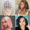 Savasana Blue Human Hair Bob Wig 13x4 Lace Front Glueless Wigs 180% Density 10 Inches Straight Bob Wigs