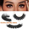 False Lashes Wispy Volume Mink Lashes Fluffy 200D Russian Strip Lashes D Curl Dramatic Fake Lash Extensions 7 Pairs Handmade Round Eye Eyelashes by Boahankuke