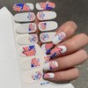 8Sheets Independence Day Full Wrap Nail Stickers 4th of July Patriotic Memorial Design Glitter Nail Polish Strips American Star Flag Gel Polish Nail Decals Nail Wraps for Women DIY Nail Decor Supplies
