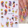 6 Sheets Iridescent Nail Art Stickers 3D Self Adhesive Holographic Nail Stickers Irregularity Abstract Eyes Nail Decals Rainbow Mushroom Star Moon Nail Design Stickers for Women DIY Acrylic Nail Art