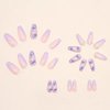 Purple Press on Nails Medium Coffin Fake Nails Butterfly False Nails with Glitter Rhinestone Design Stick on Nails Glossy Acrylic Glue on Nails Artificial Nails for Women Girls Manicure 24PCS