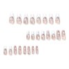 Vokupoga Long Press on Nails Coffin Fake Nails with Nails Glue Acrylic False Nails with Star Designs French White Tip Artificial Nail Press ons Reusable Natural Stick on Nails for Women 24Pcs