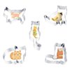 5 Pcs Cat Cookie Cutter, Safe Stainless Funny Cookie Cutters with 5 Different Cat Shapes Reusable Washable Cookies Cutter Set for Kitchen Baking Dessert Making