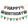 Glitter Football Birthday Decorations Banner NO DIY Football Theme Black Happy Bady Bunting Sign Party with Football Birthday Decorations for Football Themed Game Sport Birthday Party Supplies