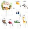 FOIMAS 36pcs Safari Animal Cake Toppers,Jungle Animal Birthday Cupcake Topper Banner for Kids Birthday Party Baby Shower Decoration Supply