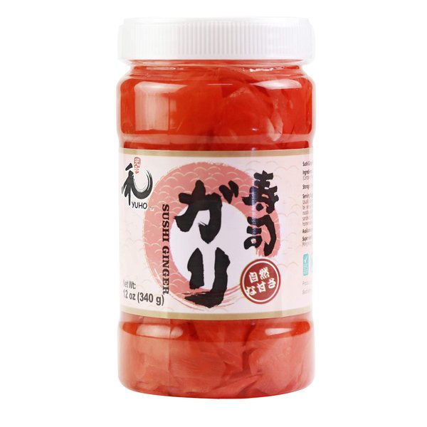 YUHO Pickled Sushi Ginger, Japanese Pink Gari Sushi Ginger Fat Free, Sugar Free, Kosher, BRC, No MSG, Low cal 12 oz