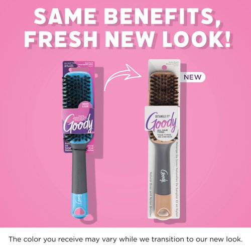 Goody Straight Talk Boar Bristle Hair Brush Gray and Blue,1 Ct