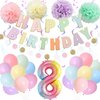 BRT Bearingshui 8th Birthday Decorations for Girls boys, 40 Inch Rainbow Gradient Number 8 Balloon, 8th Birthday Balloon, Happy Birthday Banner, Children’s 8th Birthday Party Supplies for Kids