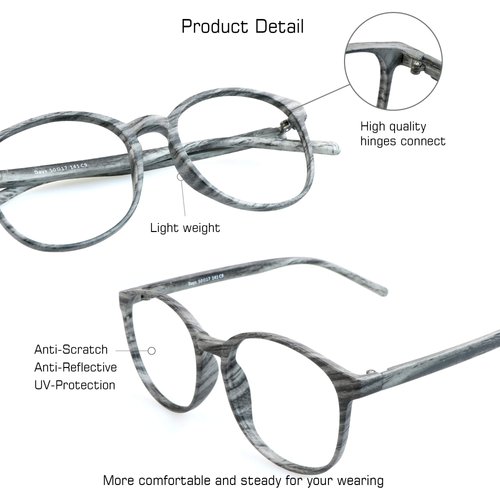 VisionGlobal Blue Light Blocking Glasses for Women/Men, Anti Eyestrain, Computer Reading, TV Glasses, Stylish Oval Frame, Anti Glare(Wood,+0.50 Magnification)