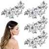 Mabor 4Pcs Rhinestone Bridal Hair Clip Decorative Crystal Faux Flower Hair Pins Sparkly Silver Headpiece Accessories for Wedding Party Prom Bling Barrette for Women Girls Bridesmaid Bride