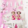 Sweet 2nd Birthday Decorations for Baby Girl, Pink and White 2 Happy Birthday Balloons，2nd Birthday Party Supplies for Daughter Her Kids Including Pink Happy Birthday Banner, Pink Number 2 Foil