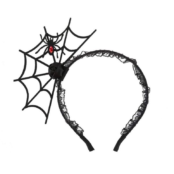 JIALWEN Halloween Spider Headband Spiderweb Hair Hoop Halloween Party Cosplay Masquerade Costume Accessory (Black)