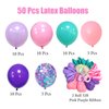 Pink and Purple Party Balloons, 50 Pcs 12 Inches Purple Pink Teal Blue Latex Balloon Purple and Pink Balloons for Girls Birthday Baby Shower, Birthday, Under The Sea Party Decorations