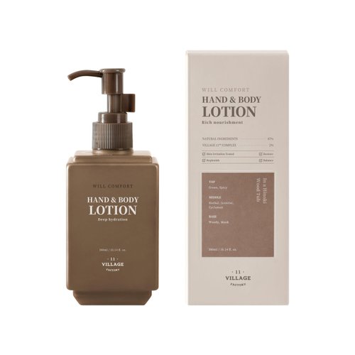 VILLAGE11FACTORY Will Comfort Hand and Body Lotion, Premium Body Care Aromatherapy Hinoki Scent (300ml/10.14 fl.oz.)