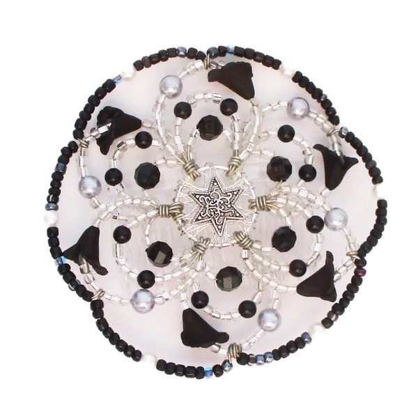 Beaded Kippah for Women - Callas in Black