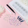 YATOJUZI Rhinestones for Nails kit Crystal Ab Gems Flatback Irregular Round Rhinestone with Pick Up Tweezers and Pen Nail Charms Jewels for Nail Art DIY Decor Face Body Makeup Party Concerts 1440pcs