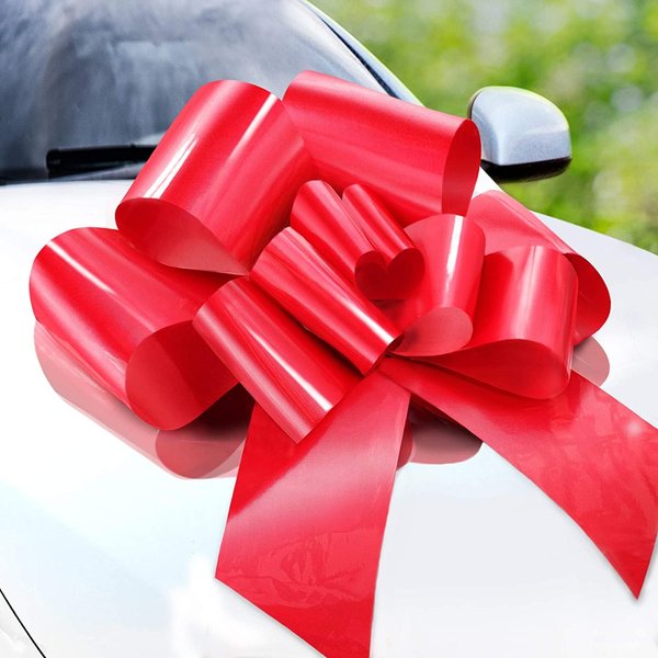 Zoe Deco Big Car Bow (Red, 23 inch), Giant Birthday Bow, Huge Car Bow, Big Red Bow, Bow for Gifts, Christmas Bows for Cars, Gift Wrapping, Big Gift Bow