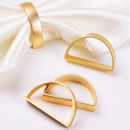 APTWOW Gold Napkin Rings Set of 12, Semicircle Metal Gold Napkin Holder Buckles, Easter Napkin Rings, Napkin Rings for Dinner Table Decor, Wedding, Banquet, Party