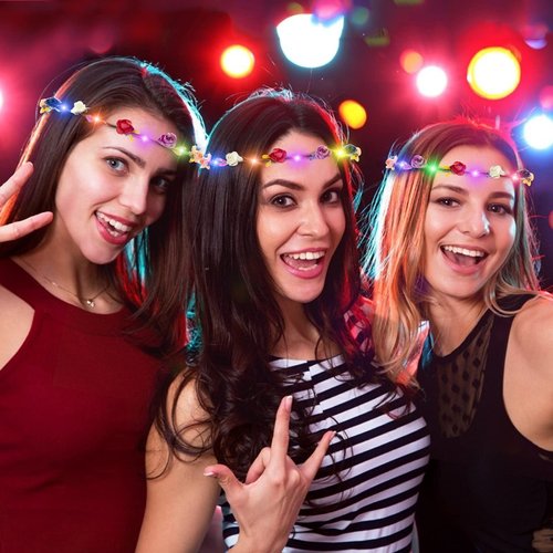 20 Pcs LED Flower Crowns Headbands - Light Up Headband for Women, Garlands Glowing Floral Wreath Crowns for Wedding Beach Party Birthday Cosplay