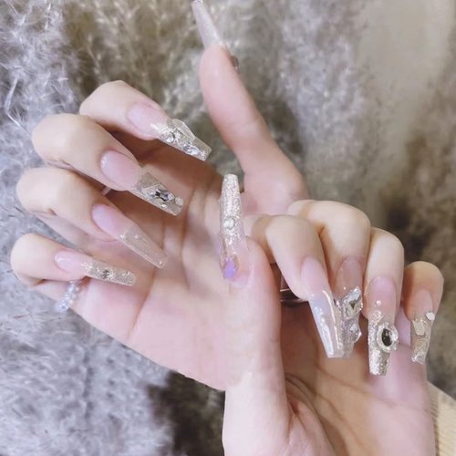 Cycullinyt Long Square Acrylic Fake Clear Nail Tips Set, 240Pcs Full Cover Artificial False Nails Tips Kit Press on Nails, 12 Sizes French Nail Tips for DIY Nails Salon at Home