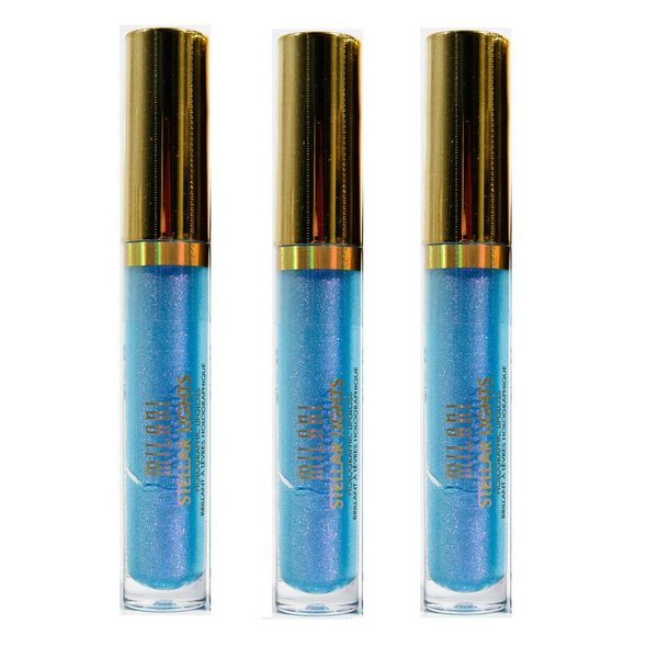 Pack of 3 Milani Stellar Lights Holographic Lip Gloss, Iridescent Blue 02
