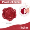 Whaline 50Pcs Wax Seal Stickers Red Rose Envelope Seal Stickers 3D Self-Adhesive Embossed Decals for Wedding Valentine Mother's Day DIY Greeting Invitation Cards Gift Decor