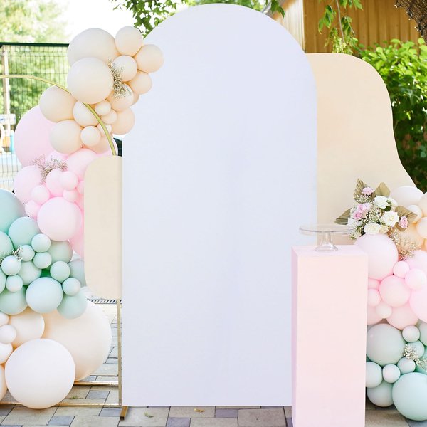 Spandex Wedding Arch Cover Fabric White Fitted Arch Cover 6.6FT Bridal Backdrop Cover for Arch Stand Chiara Backdrop 2-Sided Arch Covers Stretchy Backdrop for Wall Arbors Arch Cover for Birthday Party