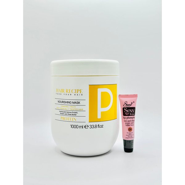 Hair Recipe Feed Your Hair Mask by Maxima 1000 ml /33.8 fl oz - Free Starry Lip Plumping Gloss 10ml (Protein- Nourishing Mask)