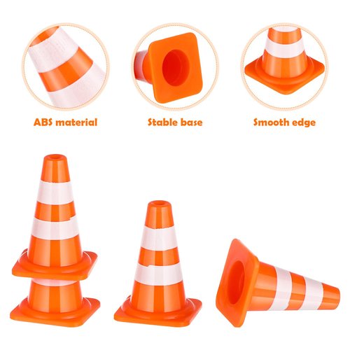 Gadpiparty 50Pcs Miniature Traffic Signs for Kids Mini Traffic Cones Training Road Block Toy Cones for Multipurpose Construction Theme Party Engineering Pretend Play Sports Activity