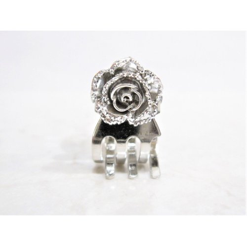 Tiny mini silver metal silver flower hair claw clip
