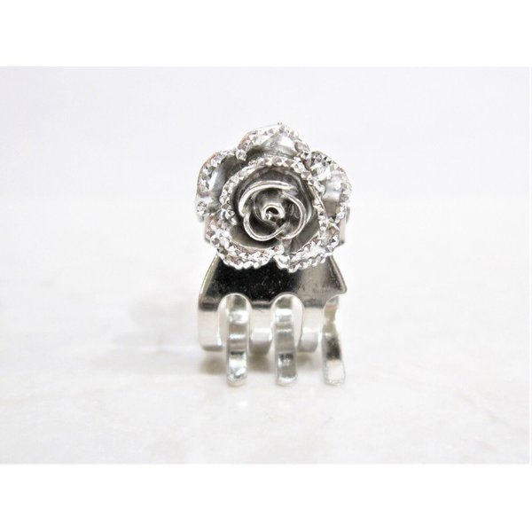 Tiny mini silver metal silver flower hair claw clip
