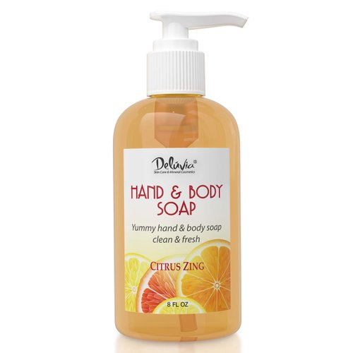 DELÚVIA Deluvia Hand Soap and Body Wash with Organic Aloe, Vitamin E, Organic Rosemary Extract and Citrus Essential Oils - Citrus Zing Essence Hand and Body Soap By Deluvia