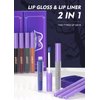 GL-Turelifes 2Pcs Matte Lip Liner & Lip Gloss Kit White Green Black Purple Vampire Lipstick Non-stick cup non-fading Liquid Lipstick long-lasting for Halloween Cosplay (#3 Blue)