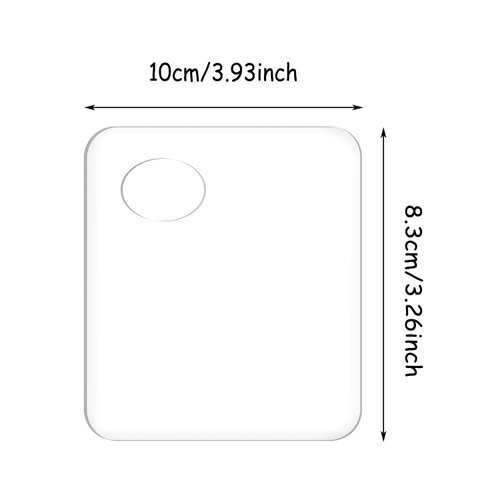 PPhtony 5pcs Acrylic Makeup Mixing Tray Paint Pallet Mixing Palette with Thumb Hole for Painting Art Oil Painting Craft Cosmetic Makeup Palette (3.94x3.27inch, Clear)