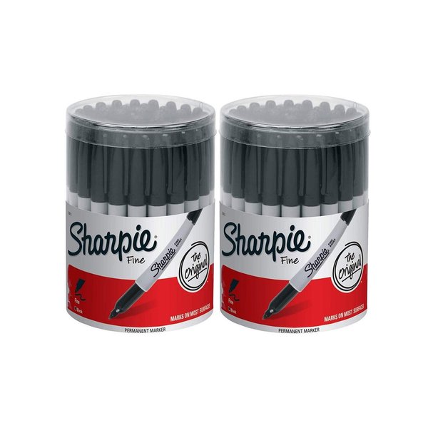 Sharpie Fine Point Permanent Marker, Black (Canister with 36 Pens) (2 Pack (Black))