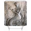 Emvency Waterproof Shower Curtain Curtain Fabric with Hooks Yellow Paintings Mermaid Woman Stucco Aug 66"x72" Decorative Bathroom Odorless Eco Friendly