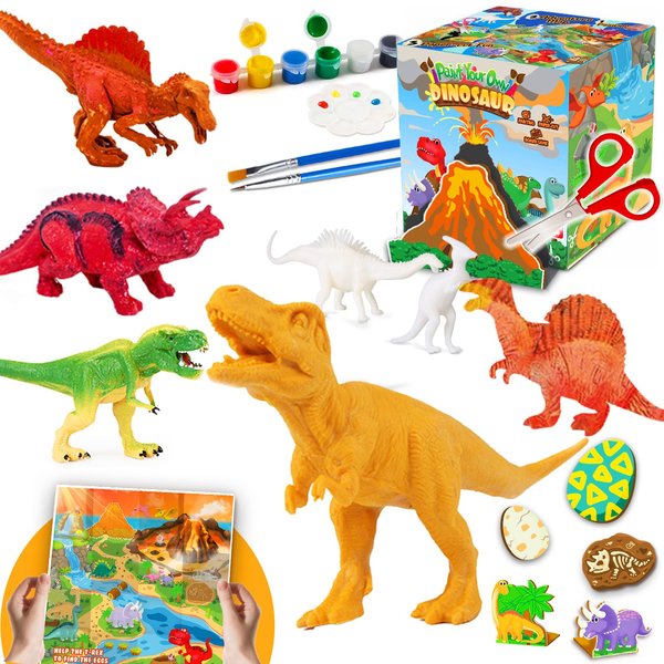 FUNZBO Dinosaur Toys for Kids 3-5, Painting Kits for Kids Ages 4-8 with Art Supplies, Arts and Crafts for Kids, Painting Set Toys for 6 7 8 9 10 11 12 Years Old Toddlers Boys Christmas Birthday Gifts
