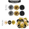 65Pcs Black and Gold New Years Decorations, New Year Decorations 2025 Happy New Year Banner, New Years Eve Party Supplies Happy New Years Latex Balloons Pom poms New Years Hanging Decorations