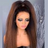 ANONLYLUX 180% Density Ombre Brown Kinky Straight Human Hair Wig 13x4 Yaki Straight Lace Front Wigs for Women Glueless Yaki Wig Pre Plucked With Baby Hair 1b/30 Color Kinky Straight Wig 18 Inch