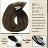 Sunny Hair Tape in Extensions Straight Skin Weft Tape in Hair Extensions Invisible Tape in Hair Extensions Human Hair 20Pcs Hair Extensions Real Human Hair Darkest Brown Balayage Medium Brown 22inch