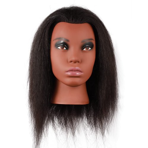 Kalyx Mannequin Head with Human Hair for Cosmetology Braiding Cornrow or Practice Sew in on Hair Doll Head Manikins Hair Training Head