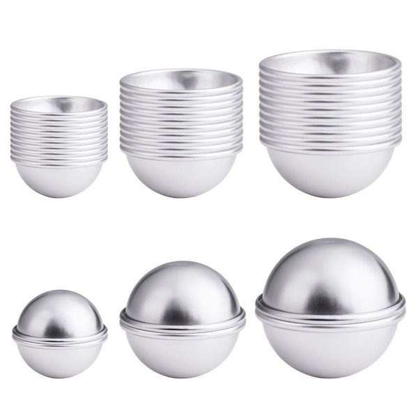 30PCS- Bath Bomb Mold Kit, 15 Set 3 Size Mold & Bath Bombs Press for DIY Making Supplies