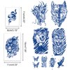 PADOUN Animal Temporary Tattoos - 12 Sheets of Semi-Permanent Waterproof Stickers Featuring Wolf, Tiger, Lion, and Dragon Designs, Long-Lasting for Men, Women, and Kids