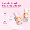 Modelones Nail Glue for Press Ons Nails Glue Strong 2pcs 14ml Nails Tips Glue Brush On Nails Glue Long Lasting Adhesive Nail Glue NO Cure