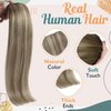 Ve Sunny Balayage Clip in Hair Extensions 22inch Real Hair Clip in Extensions Ombre Human Hair Extensions Clip ins Dark Brown to Light Brown with Blonde Balayage Clip on Hair Extensions 120g 7pcs