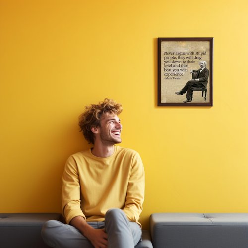 Mark Twain's Funny Quotes - Modern Funny Wall Decor, Portrait Typographic Wall Art Scripture Print, Ideal For Home Decor, Office Decor, Bar Shop Decor, Living Room Decor, Garage Decor. Unframed - 8x10