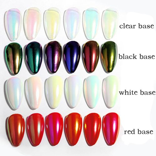 5Color Pearl Powder Nail Art Glitter Mirror Effect Chrome Pigment UV Gel Polish Shimmer Dip Dust Nail Art Decoration Nail Kit Chrome Powder for Nails (5pcs chrome nail powder)