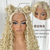 MITIMES 13x6 Curly Wig 613 Glueless HD Lace Front Wigs Pre Plucked Blonde Synthetic Lace Front Wig Long Curly Deep Wave Wig For Cosplay Party