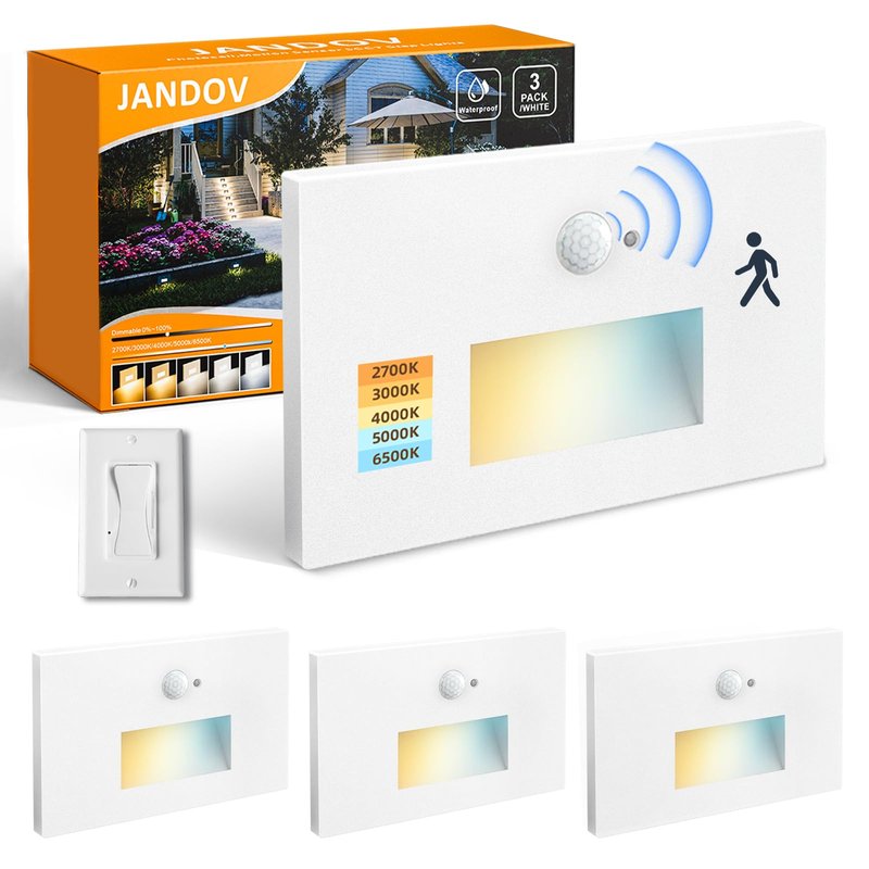 Stair Lights Motion Sensor Indoor Outdoor, 5CCT Dimmable LED Step Lamp ...